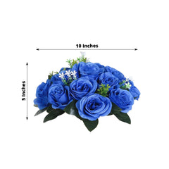 2 Pack Royal Blue Silk 15-Head Rose Flower Balls For Centerpieces - 10", Artificial Kissing Ball Floral Arrangements