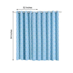 2 Pack Blue White Room Darkening Noise Canceling Curtain Panels With Grommet, Trellis Curtains 52"x84" - Clearance SALE