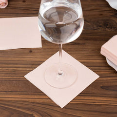 20-Pack Paper Linen-Like Cocktail Napkins Blush - Disposable 5"x5" Airlaid Soft Napkins