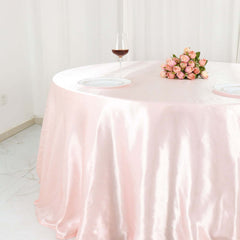 Satin 132" Round Tablecloth Blush - Stylish Seamless Table Cover