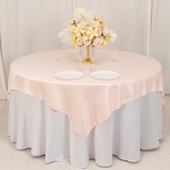 Lamour Satin 72"x72" Table Overlay Square Tablecloth Blush - Smooth Finish Table Topper