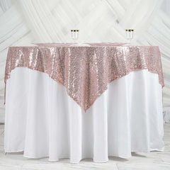 Sequin 60"x60" Table Overlay Square Tablecloth Blush - Luxe Wedding Table Topper