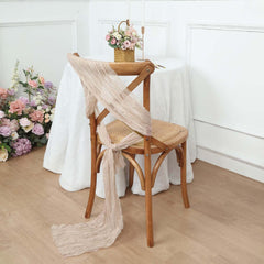 5 Pack Cheesecloth Gauze 16"x88" Chair Sashes Nude Beige - Boho Chair Decorations