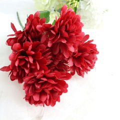 12 Bushes Burgundy Artificial Silk Chrysanthemum Flower Bouquets