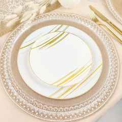 4-Pack Placemats Braided Design Natural Jute and White Round - Rustic Burlap Woven Table Mats 15"