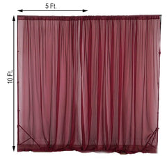 2 Pack Burgundy Sheer Chiffon Event Curtain Drapes, Durable Flame Resistant Premium Organza Backdrop Event Panels With Rod Pockets - 10ftx10ft