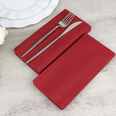 20-Pack Paper Linen-Like Napkins Burgundy - Disposable Hygienic Airlaid Guest Towels 8.5"x4"