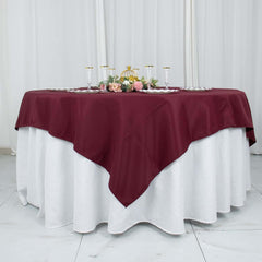 Premium Polyester 70"x70" Table Overlay Square Tablecloth Burgundy 220GSM Wrinkle-Resistant Table Cover
