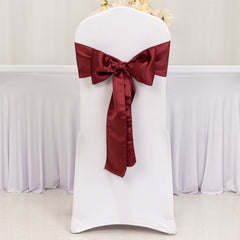 5 Pack Lamour Satin 6"x106" Chair Sashes Burgundy - Stylish Reusable Decorative Bows