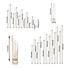 12-Arm Cluster Taper Candle Holder Gold with Clear Glass Shades - Grand Candle Arrangement for Events 57"