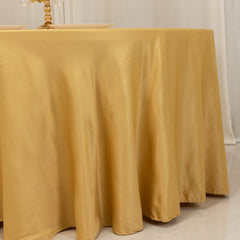 Lamour Satin 120" Round Tablecloth Champagne - Seamless Table Cover with Soft Tempered Sheen