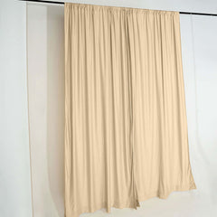 2 Pack Champagne Scuba Polyester Event Curtain Drapes, Durable Flame Resistant Backdrop Event Panels Wrinkle Free with Rod Pockets - 10ftx10ft
