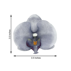 20 Silk Artificial Orchids Flower Heads Charcoal Gray - Versatile Floral Accents for DIY Floral Arrangements Corsages & Event Decor 4"