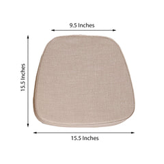 Natural Burlap Chair Cushion with Soft 2" Thick Pad and Ties - Rustic Removable Cover for Chiavari Chairs