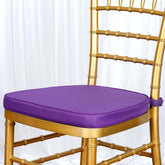Chiavari Chair Cushion with 1.5" Thick Memory Foam and Ties Purple - Stylish Removable Cover for Comfort
