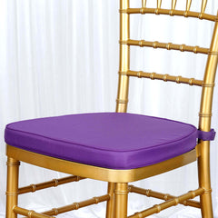 Chiavari Chair Cushion with 1.5" Thick Memory Foam and Ties Purple - Stylish Removable Cover for Comfort