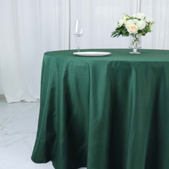 Polyester 132" Round Tablecloth Hunter Emerald Green - Seamless Chic Table Cover