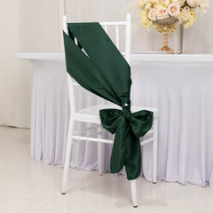 5 Pack Lamour Satin 6"x106" Chair Sashes Hunter Emerald Green - Stylish Reusable Decorative Bows