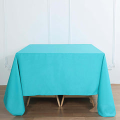 Polyester Square 90"x90" Tablecloth Turquoise - Wrinkle-Resistant & Durable Table Cover