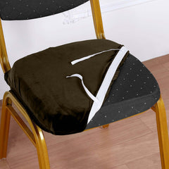 Velvet Chair Cushion Protector Stretch with Tie for Dining Chairs Chocolate - Durable Cover for Formal Gatherings