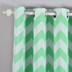 2 Pack White Mint Chevron Design Thermal Blackout Soundproof Curtains With Chrome Grommet Window Treatment Panels - 52"x64"