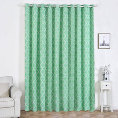 2 Pack White Mint Lattice Print Thermal Blackout Curtains With Chrome Grommet Window Treatment Panels - 52"x108"