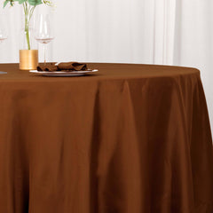 Polyester 108" Round Tablecloth Cinnamon Brown - Wrinkle-Resistant Table Cover