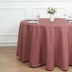 Polyester 108" Round Tablecloth Cinnamon Rose - Wrinkle-Resistant Table Cover