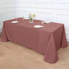90"x132" Cinnamon Rose Seamless Polyester Rectangular Tablecloth for 6 Foot Table With Floor-Length Drop