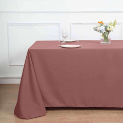 90"x132" Cinnamon Rose Seamless Polyester Rectangular Tablecloth for 6 Foot Table With Floor-Length Drop