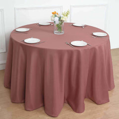 120" Cinnamon Rose Seamless Polyester Round Tablecloth for 5 Foot Table With Floor-Length Drop