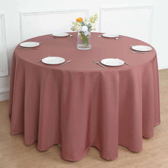Polyester 108" Round Tablecloth Cinnamon Rose - Wrinkle-Resistant Table Cover