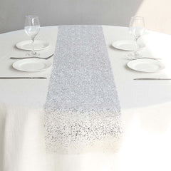 Mesh 11"x108" Table Runner Metallic Silver - Sequin Design for Convenient Event Decoration