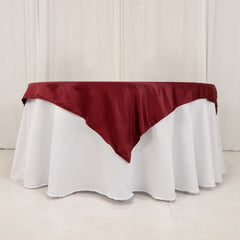 Lamour Satin 54"x54" Table Overlay Square Tablecloth Burgundy - Durable & Silk-Like Table Cover