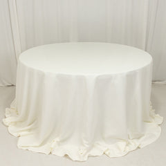 Cotton Blend 132" Round Tablecloth Ivory - Seamless Wrinkle-Resistant Table Cover