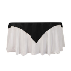 Cotton Blend 54"x54" Table Overlay Square Tablecloth Black - Wrinkle-Resistant Finish for Modern Table Settings