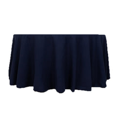 Cotton Blend 120" Round Tablecloth Navy Blue - Seamless Wrinkle-Resistant Table Cover