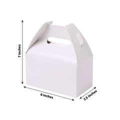 25 Pack Classic White Candy Gift Tote Gable Boxes, Party Favor Treat Bags - 6"x3.5"x7"