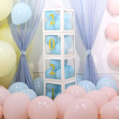 2 Pack 12" White Clear Baby Shower Party Decoration Boxes, Transparent DIY Balloon Boxes