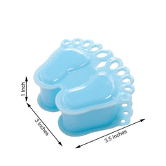 12-Pack Fillable Mini Candy Container in Baby Feet Style Clear/Light Blue - Unique Candy Treat Favor Boxes for Baby Shower 3.5"