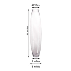 Glass Vase Cylinder Design Tapered Clear - Durable Heavy Duty Flower Centerpiece for Events 31"