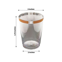 12-Pack Plastic Party Cups Clear with Rose Gold Rim - Durable Disposable Tumblers for Banquets & Special Occasions 10oz