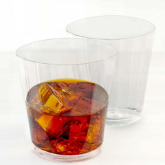25-Pack Plastic Party Cups Crystal Clear with Rounded Rim - Durable Hard Disposable Drinkware 9oz