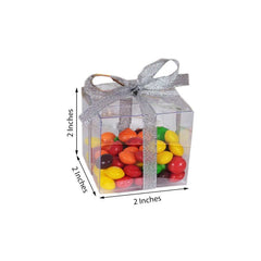 25 Pack 2" Easy-To-Assemble Clear PVC Party Favor Candy Gift Boxes