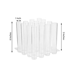 16-Pack Plastic Shot Glasses Clear Test Tube - Lightweight Disposable Glasses with Tray for Events 1oz