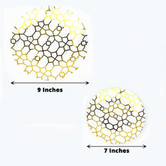 20-Pack Set Plastic Round Dinner and Salad Plates in White & Clear with Geometric Gold Print - Modern Disposable Dinnerware Set for Weddings & Celebrations 9", 7"