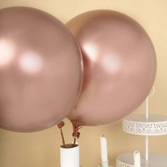 5 Pack 18" Metallic Chrome Rose Gold Latex Helium Air Balloons