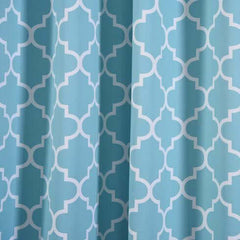 2 Pack Blue White Room Darkening Noise Canceling Curtain Panels With Grommet, Trellis Curtains 52"x84" - Clearance SALE