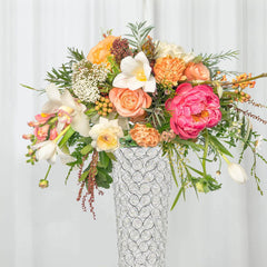 3-Pack Crystal Beaded Trumpet Vase Silver - Exquisite Floral Display Centerpiece Stand Set for Banquets & Receptions 28" Tall