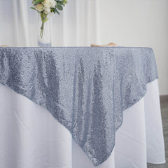 Sequin 72"x72" Table Overlay Square Tablecloth Dusty Blue - Sparkly Table Cover